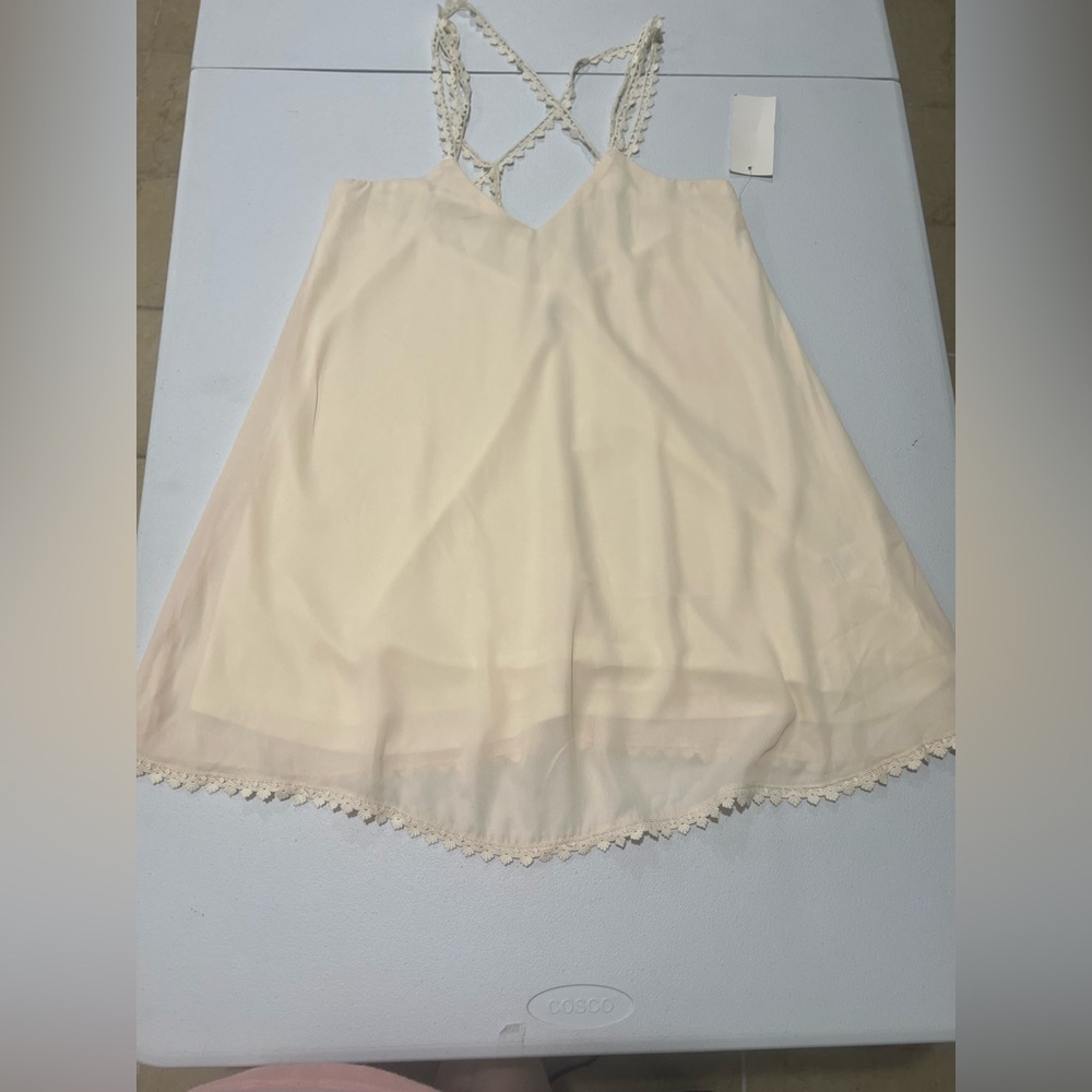 TOBI  Cream Lace-Trimmed Chemise camisole /mini dress  M